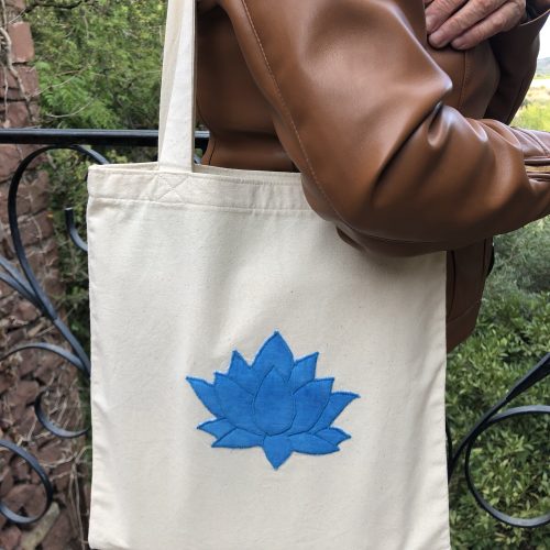 tote bag lotus bleu doublé