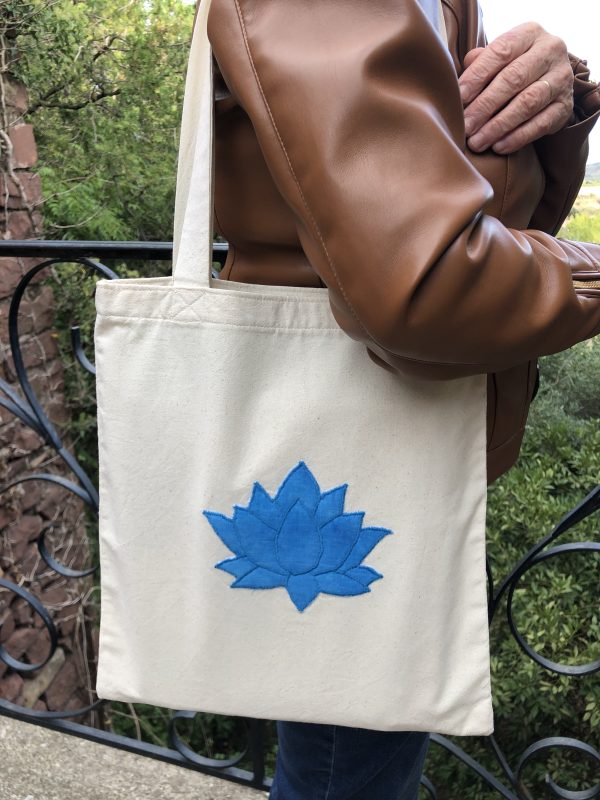 tote bag lotus bleu doublé