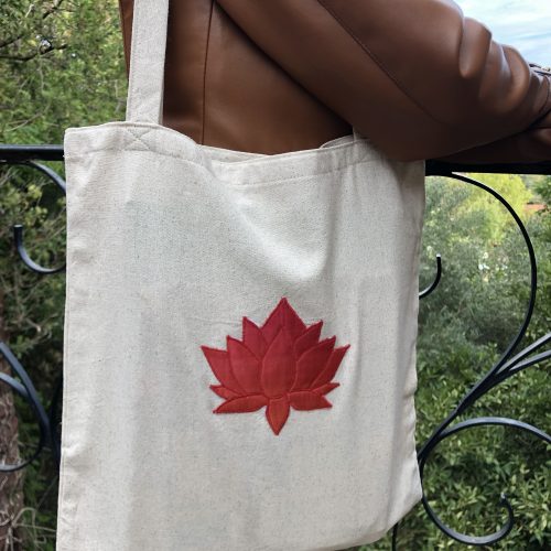 tote bag lotus rouge-orangé