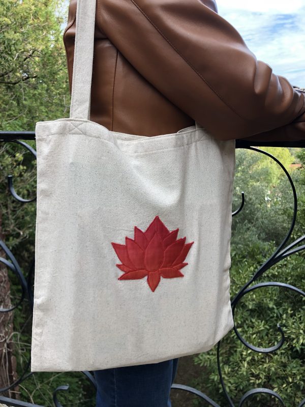 tote bag lotus rouge-orangé
