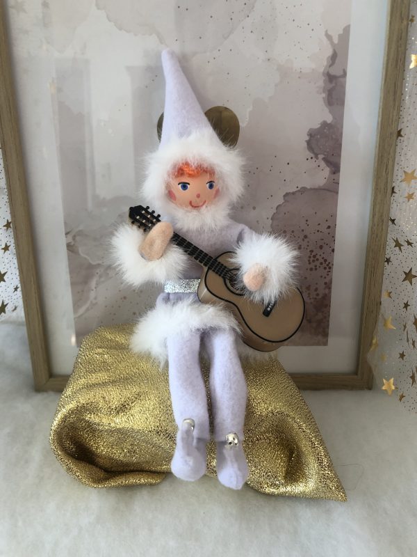 Lutin blanc articulé avec guitare